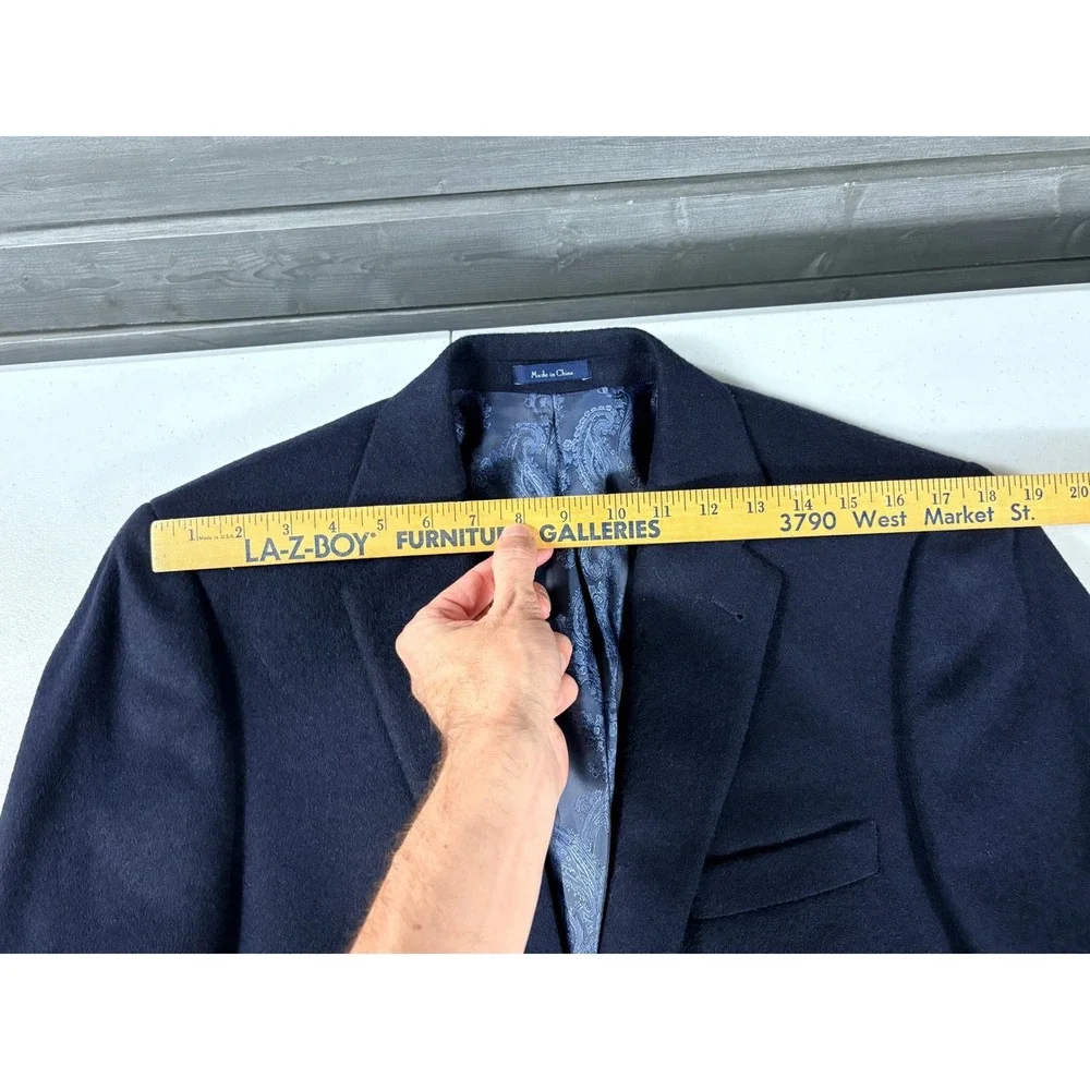 Turnbury Mens 40L Navy Blue 100% Camel Hair Blazer Sport Coat Paisley Lined NICE